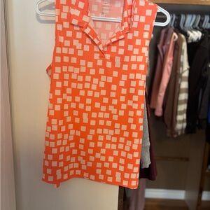 Nike Coral and White Geometric Sleeveless Polo